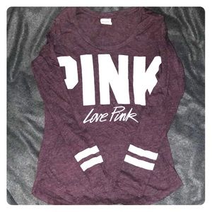 Maroon long sleeve pink shirt